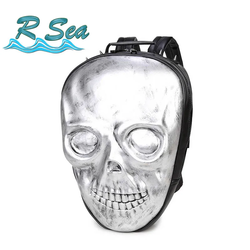 

Personality Skull Backpack Cool Men'S Backpack Nylon Big Eyes large Capacity Bag Rivet monster Laptop Free Shipping