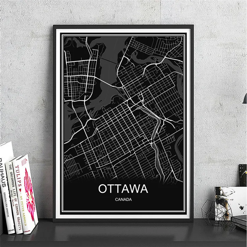 Canvas and Coated paper OTTAWA World map Modern City poster Abstract