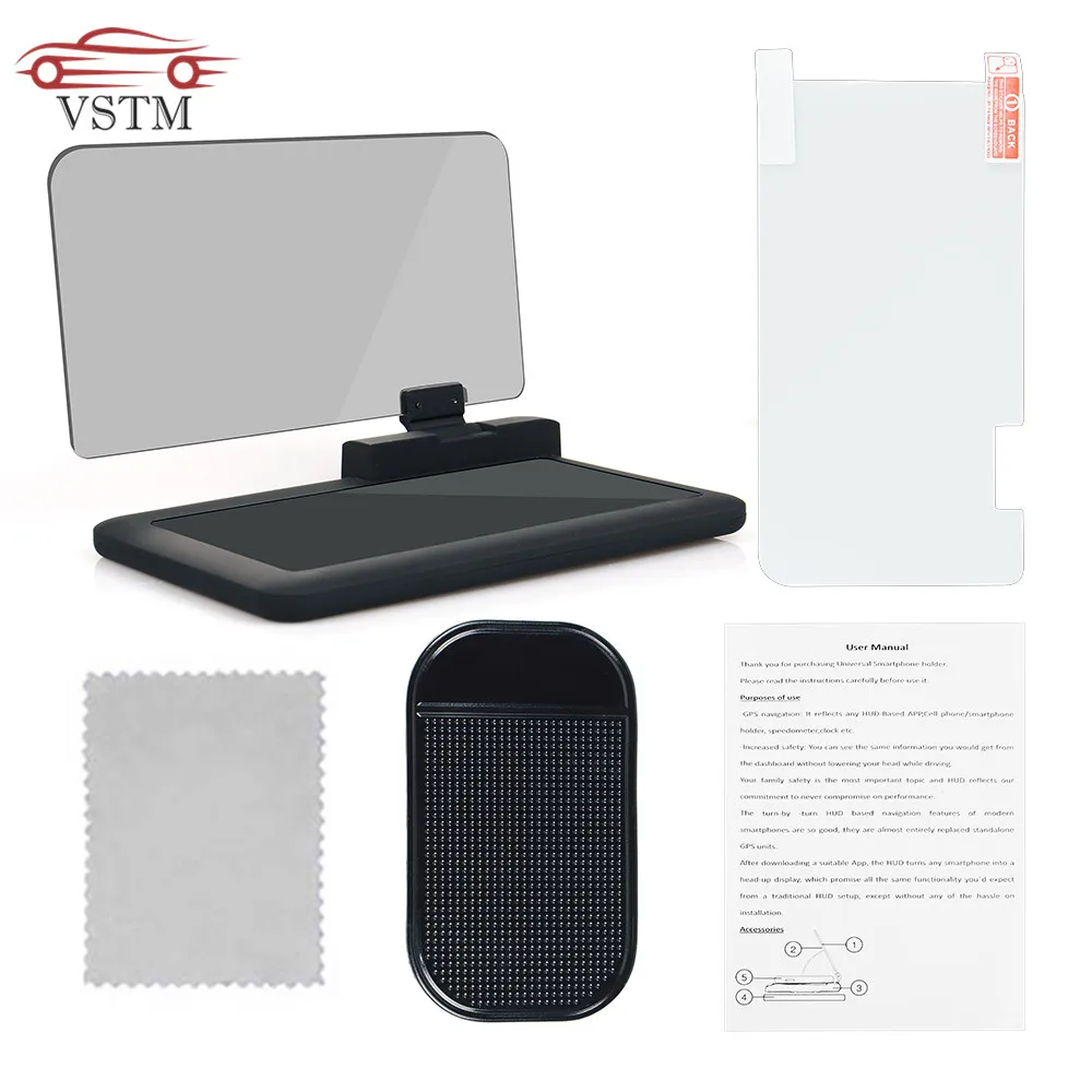 

Universal H6 Smartphone Projector HUD Head Up Display Holder Car GPS Navigator Car Mount Stand Phone Holder Black Non-slip Mat