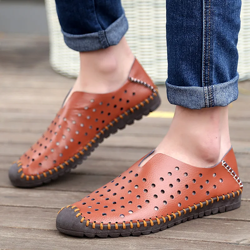 2018 New Big Size Holes Shoes Men Sandals Summer New Breathable Hollow