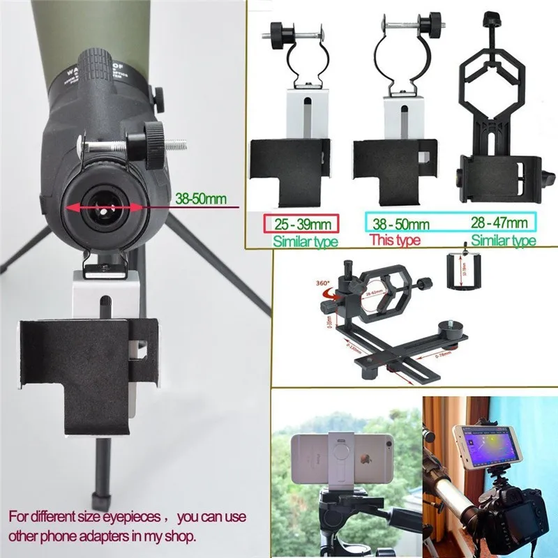38 мм-50 мм Совместимость с биноклем Монокулярные зрительные прицелы телескопы адаптер смартфон Capturer для Iphone