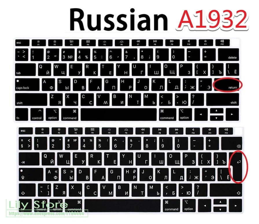 

Russian Language for New Apple MacBook Air 13" 2018 2019 13.3 Inch Touch ID Keyboard Cover Silicone Keyboard Protective Skin