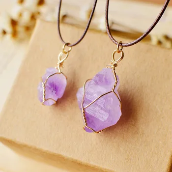 

SUROU 2018 New Women Natural Transfer Raw Stone Energy Stone Hand Wrap Irregular Necklace