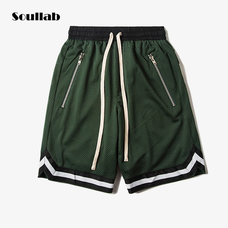 soullab high quality new autumn men bottom oversize drawstring zipper mesh street shorts Justin