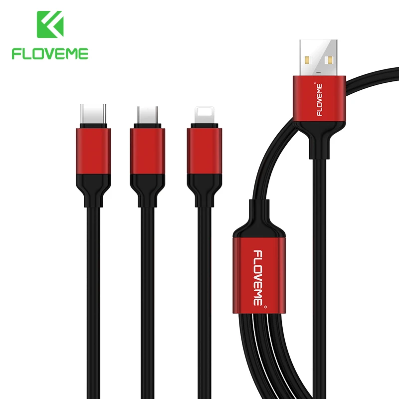 FLOVEME Charger Cable 3in1 Micro USB Type C Cables For