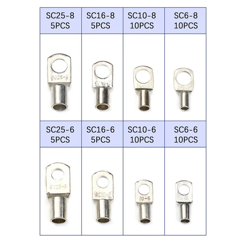 KANOSON 60 Piezas Terminales de Cobre Esta/ñado para Pernos Terminales de Cable de Conexi/ón Terminales de Cable de la Bater/ía Terminales SC Bater/ía de la Boca para Marina Automotriz El/éctrica