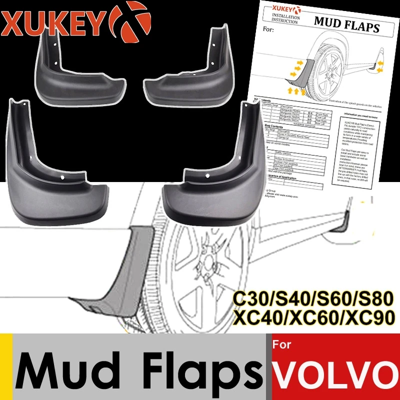 

Set Car Mud Flaps For Volvo C30 S40 S60 S80 XC40 XC60 XC90 V40 V60 Mudflaps Splash Guards Mud Flap Mudguards Fender Styling 2018