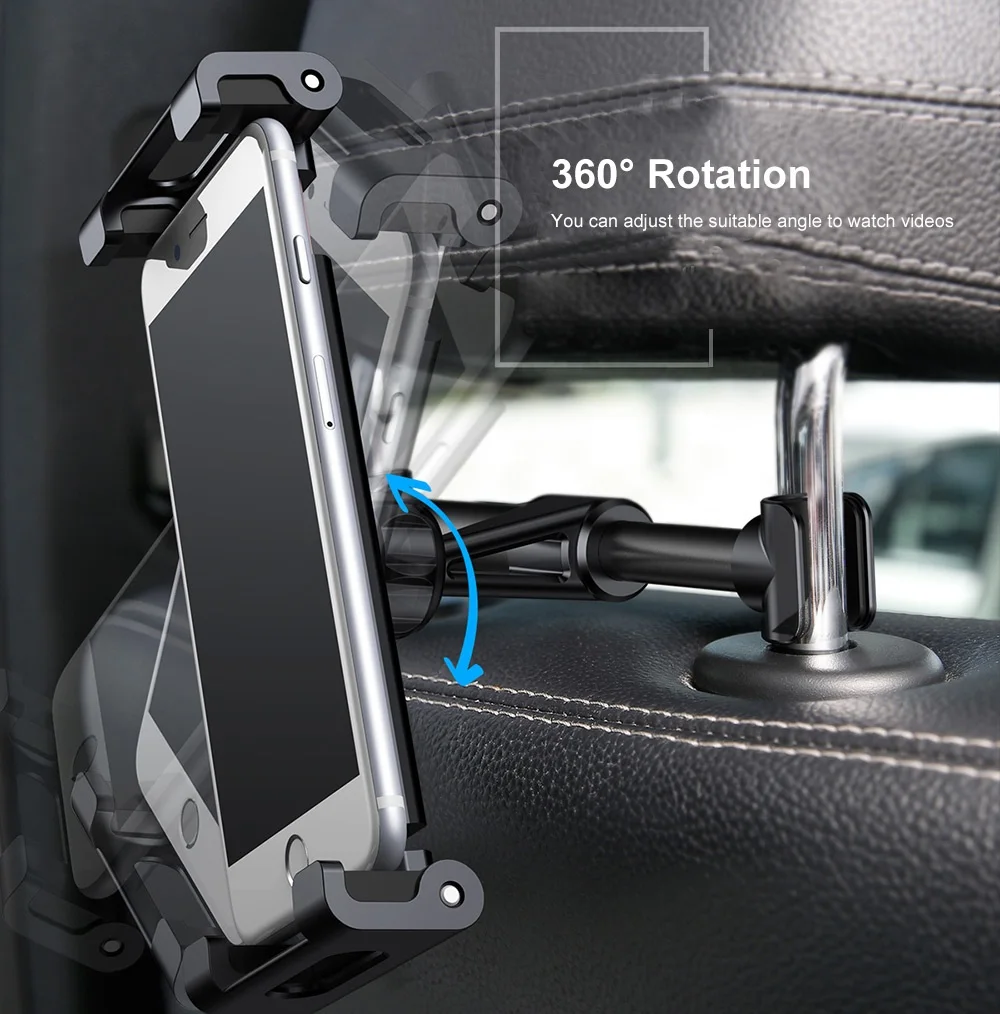 

Original Baseus Car Mount Backseat Holder Headrest Bracket 360 Degree Rotation Simple installation 4.7-12.9 inch Adjustable