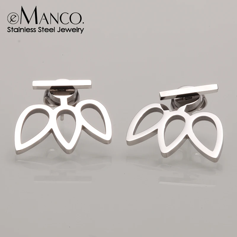 

eManco Stainless Steel Stud Earrings Lotus Minimalist Earrings Office Earrings for Women Fashion Jewelry Drop Shipping Wholesale