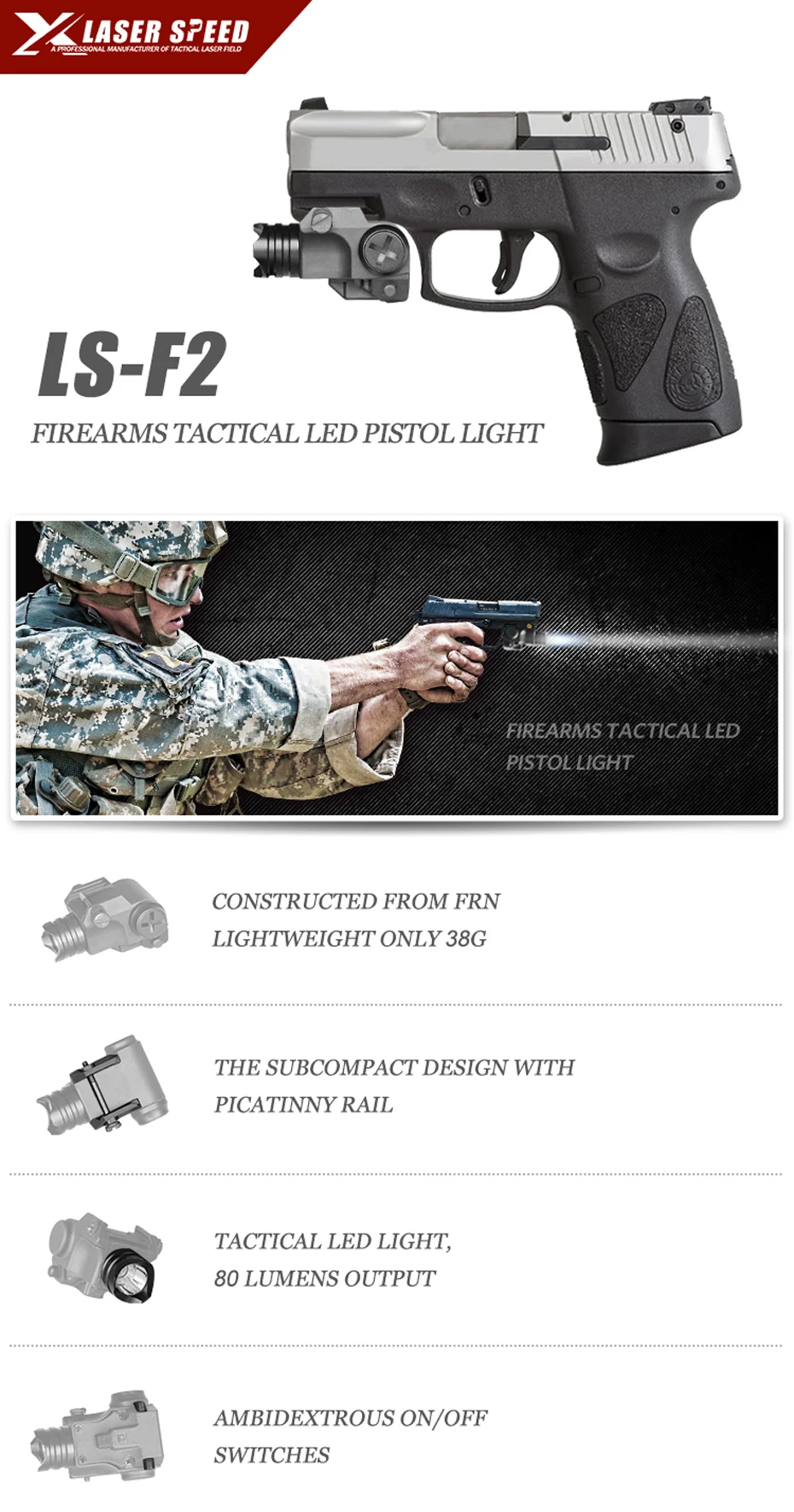 Montado em Trilho Lanterna para a Caça Laservelocidade Mini Pistola Light-peso Gun Tocha Glock Arma Luz Led 8 Cheap Luzes de armas