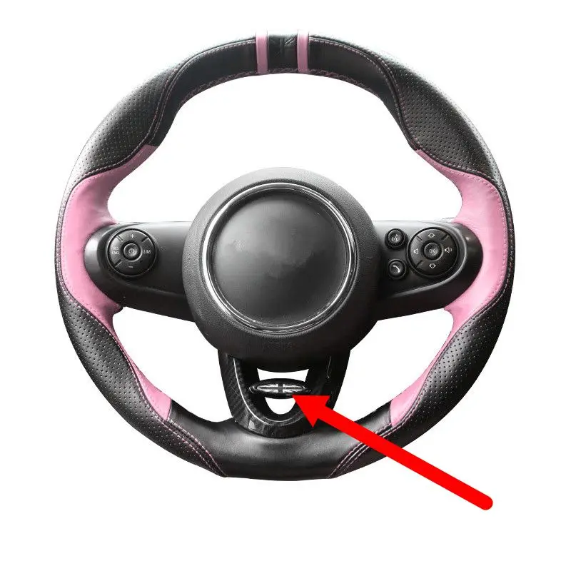 Ручной пошив из натуральной кожи чехол рулевого колеса автомобиля Противоскользящий для Mini Cooper S One Countryman Clubman F54 F55 F56 F57 F60 - Название цвета: Pink B