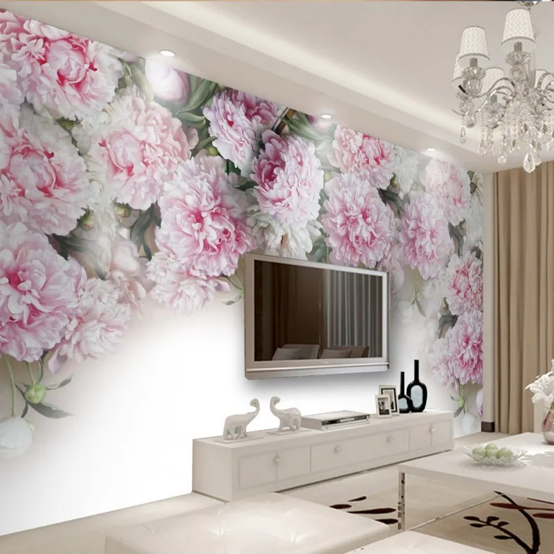 Пользовательские фото обои Европейский Романтический цветок пиона ТВ фон настенная фреска спальня отель тема Ресторан обои