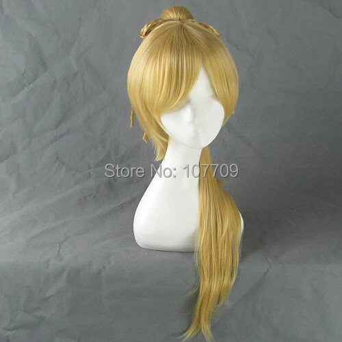 

Cosplay FINAL FANTASY X Rikku Cos party Wigs Fashion long Hair  + 70 CM Mawei + 95cm Tails Dual
