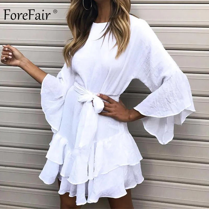 Женское Асимметричное Платье туника Forefair розовое и белое платье трапециевидной