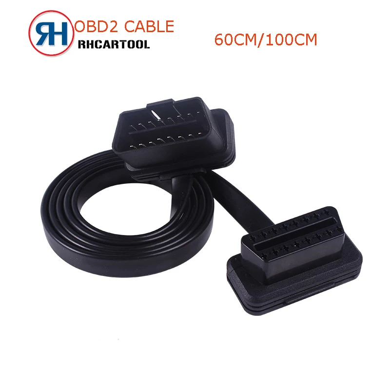 

OBD2 60cm 100cm Thin As Noodle OBDII OBD2 16Pin ELM327 Male To Female Elbow Extension OBD 2 Auto Car Diagnostic Cable Connector