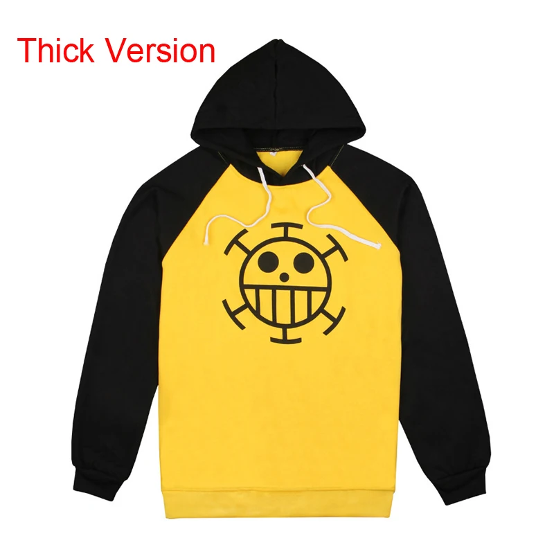 Trafalgar Law толстовки аниме цельное пальто-жакет для косплея Мужская и Женская Повседневная Толстовка с капюшоном костюмы на Хэллоуин - Цвет: Thick Version