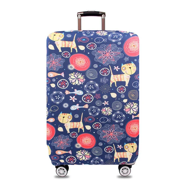 Толще стрейч ткань иллюстрации защитный чехол для чемоданов пыли багаж защитные чехлы туристические аксессуары, 18 до 3" Z50 - Цвет: Illustrations Cat