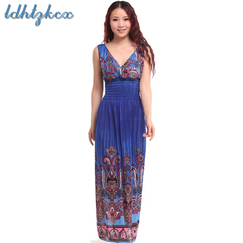

Summer Dress Women Plus Size Long Dress 2019 Spring New Bohemian Beach Dresses Fashion Slim Sleeveless Vestidos Feminina CX630