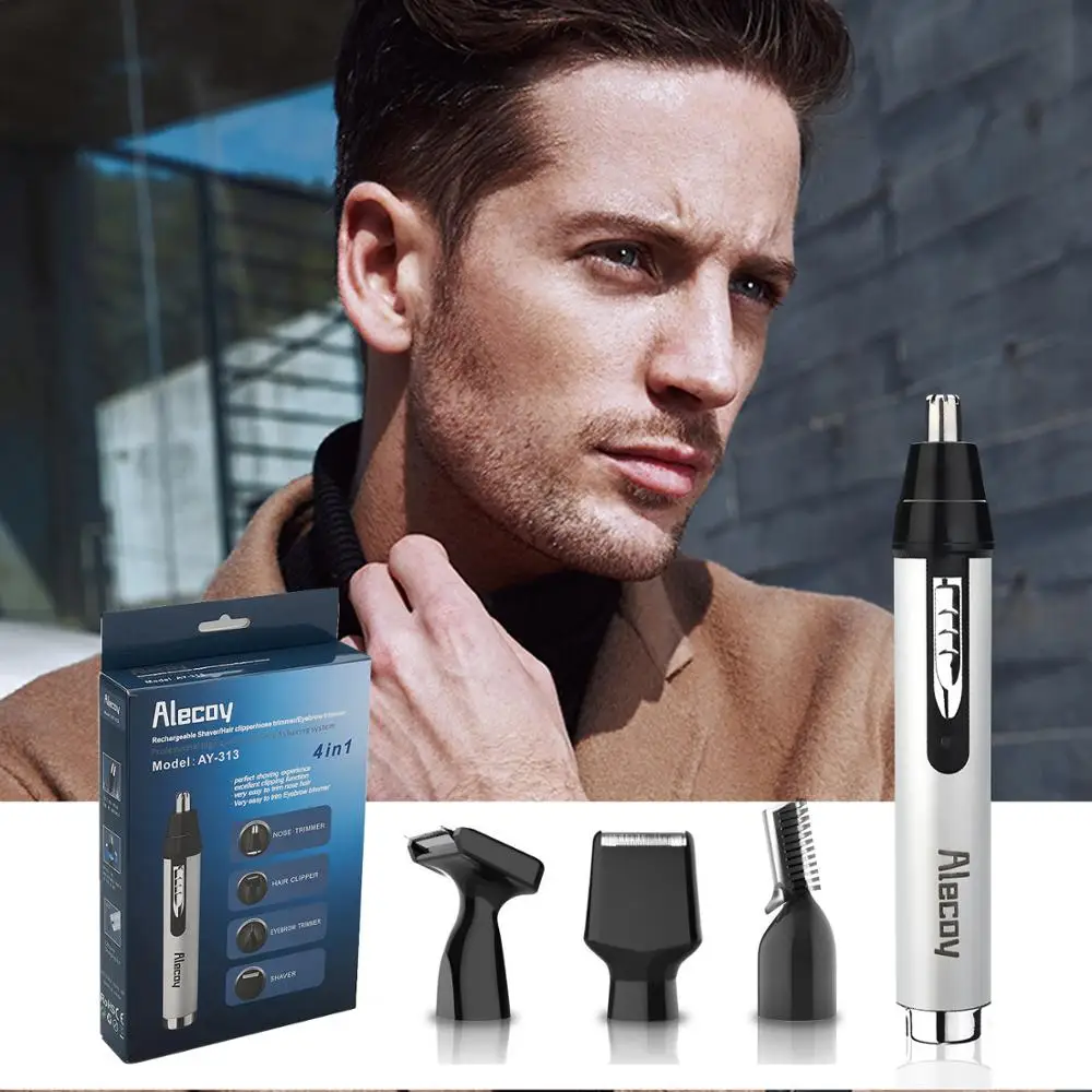 

Ear and Nose Hair Trimmer for Professional USB Rechargeable Nostril Nasal Hair Vacuum Cleaning System 4 in 1 Beard Clippers
