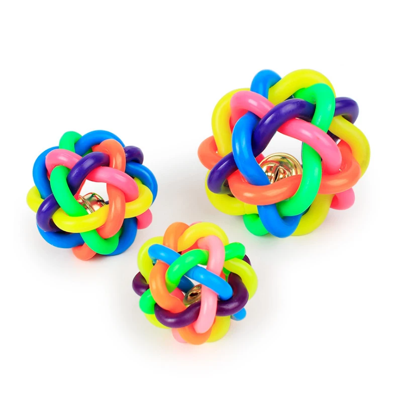 2019 New Rainbow Ball Pet Toy Dog Chew Toy With Bell For Cat Small Dog Chihuahua Yorkshire Poodle Interactive Pet Product