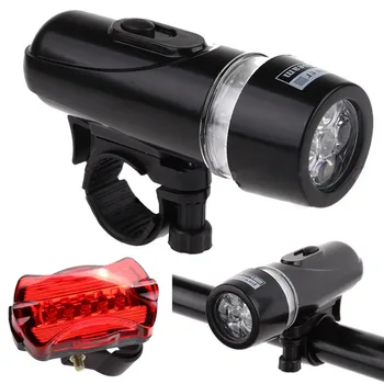 

Waterproof Lamp Bike Bicycle 5 LED Front Head Light Flashlights + Rear Safety Flash Lights + Torches Install Steady Brackets