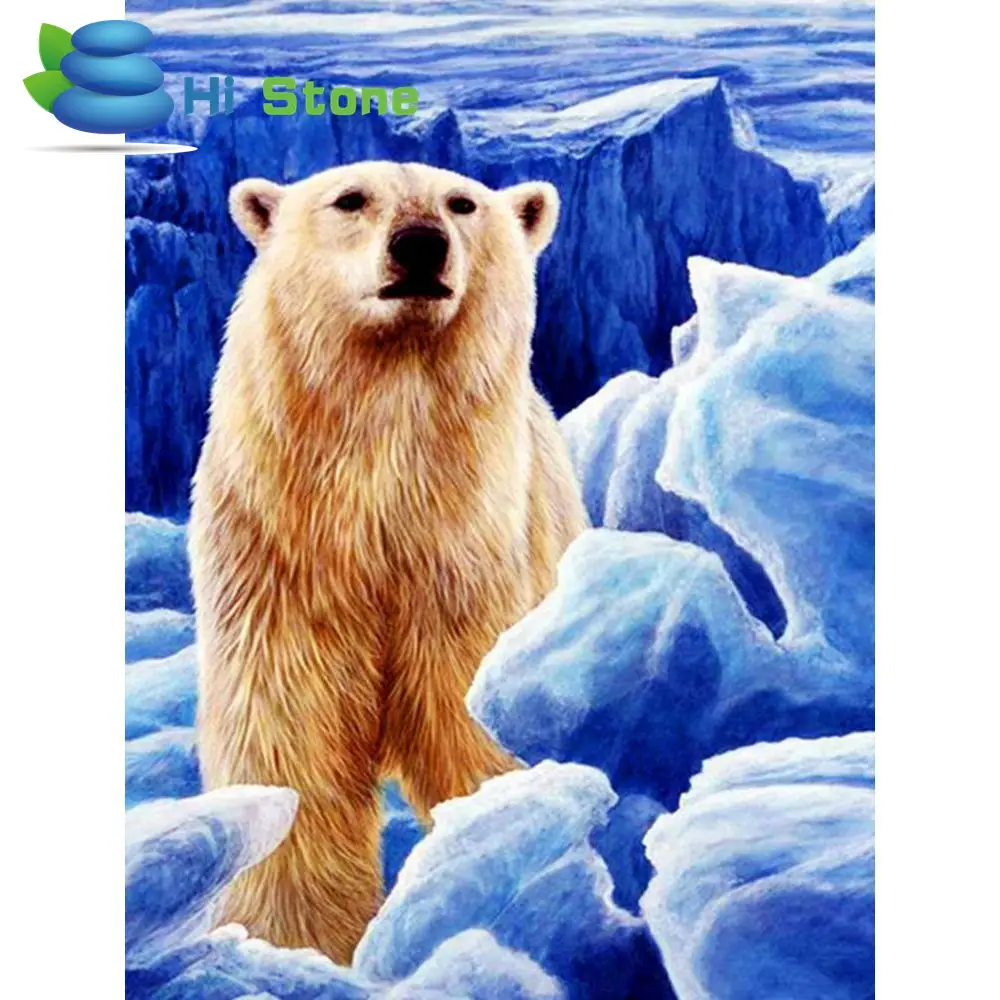 Polar bear Full square diamond painting 5D DIY Cross Stitch Diamond Embroidery Snow sunset Mosaic Home decor | Дом и сад