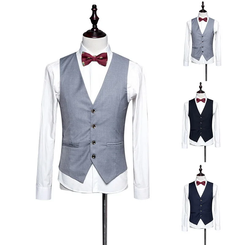 

Oeak 2019 New Men's Casual Formal Suit Vest Business Wedding Party Waistcoat Slim Fit Men Groomsman Vest Suit Plus Size 4XL