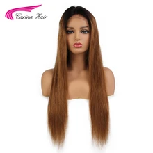 Carina Ombre 1b30# Lace Front Human Hair Wigs with Baby Hair Pre-Plucked Hairline Remy Brazilian Straight Hair Glueless Wigs