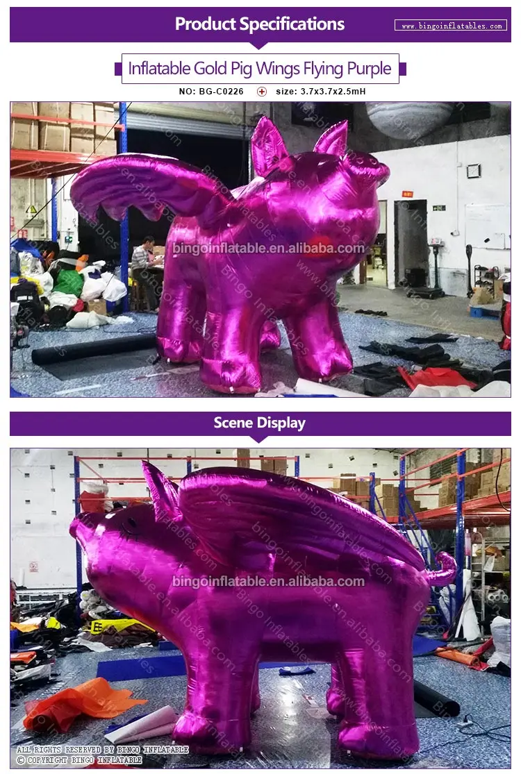 Подгонянный воздушный шар свиньи летания 2,5x3,7x3,7 метров раздувной/гигантские раздувные воздушные шары свиньи-раздувная игрушка