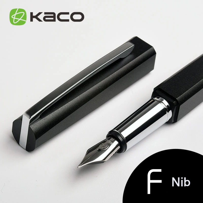 KACO квадратная серия Роскошная синяя и серебряная перьевая ручка с 0,5 мм пером Nobel металлические алюминиевые чернильные ручки - Цвет: Черный