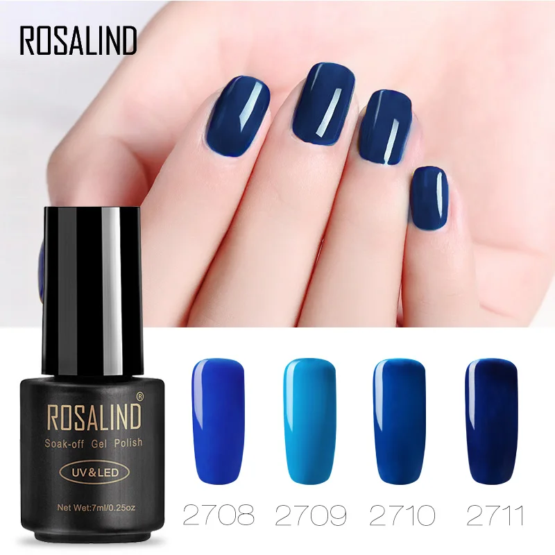 Гель лак ROSALIND 1S 7 мл популярная серия синего цвета УФ светодиодный для ногтей