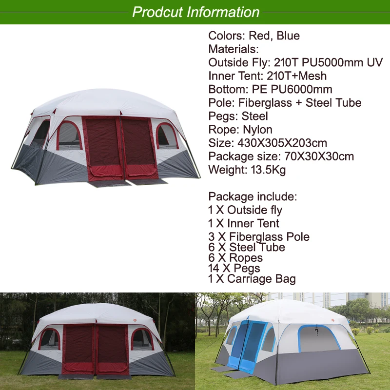 Большой походный тент, открытый большой семейный тент 8 10 12 человек, вечерние палатки, водонепроницаемые палатки для кемпинга, палатки с защитой от ультрафиолетового излучения