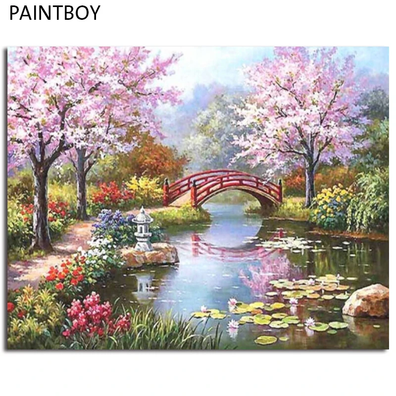 Buy PAINTBOY Morden Spring Landscape Framed Wall Art Picture Painting By