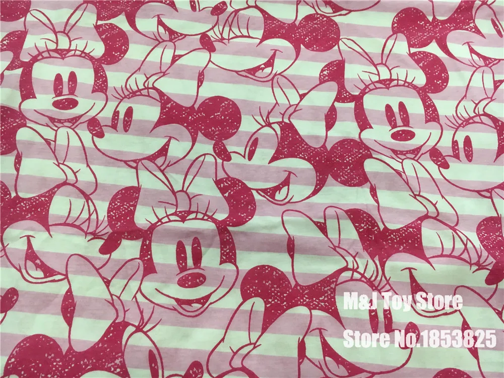 100*170 см мультфильм Розовый Минни Полосой Ткани в стиле пэчворк с принтом Вязание Хлопок Ткань для ткани дети Постельные принадлежности домашний текстиль