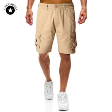 Качественные хлопковые мужские облегающие шорты, однотонные рабочие шорты, Летние повседневные шорты по колено, черная юбка-шорты цвета хаки, мужская одежда