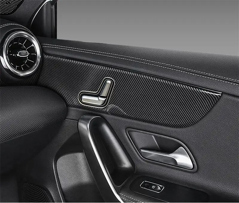 Автомобильный Стайлинг из углеродного волокна интерьер дверные ручки крышки наклейки отделка для Mercedes Benz A класс A180 A200 интерьер авто аксессуары