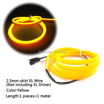 

High quality Flexible EL Wire LED Strip Tube Rope Flexible Neon Light 2.3mm-skirt 1 Meter Yellow Car Inside Decoration