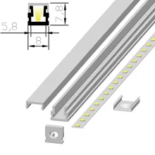 30 шт.(60 м) много, 2 м за штуку анодированный диффузный/прозрачная крышка тонкий алюминиевый, светодиодный для Светодиодные полосы