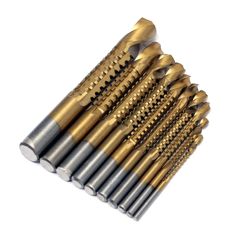 

Hot!10pcs HSS 3-13mm Titanium Coated Drill Bit Set Wood Metal Plastic Cutting Saw Drill Bits