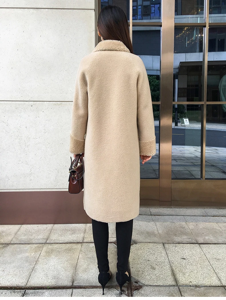 Женское зимнее пальто из 30% натуральной шерсти, теплая куртка, меховые пальто для девочек, Женская длинная куртка, пальто SY01