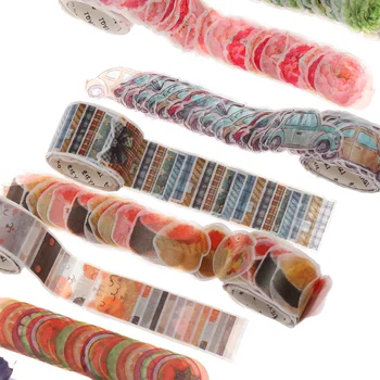 

200PCS/set Flower Petals Paper Tape Fruit Decor Masking Tape Journal Wrapping Scrapbook DIY Stickers Gift