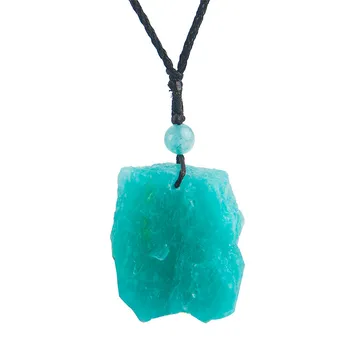 

Precious Green Natural Amazonite Pendant Women Men Powerful Necklace Natural Stone Pendant 30*23*15mm