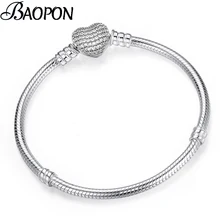 BAOPON, высокое качество, Подлинная Серебряная цветная змеиная цепь, прекрасный браслет, Подходит для европейских браслетов-шармов для женщин, сделай сам, изготовление ювелирных изделий