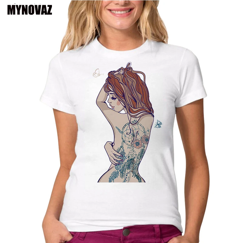 

MYNOVAZ Summer Fashion Funny Cute Cartoon Women's Sexy Comics HD Print Short Sleeve White T-Shirt Harajuku Lady Casual Tops Tees