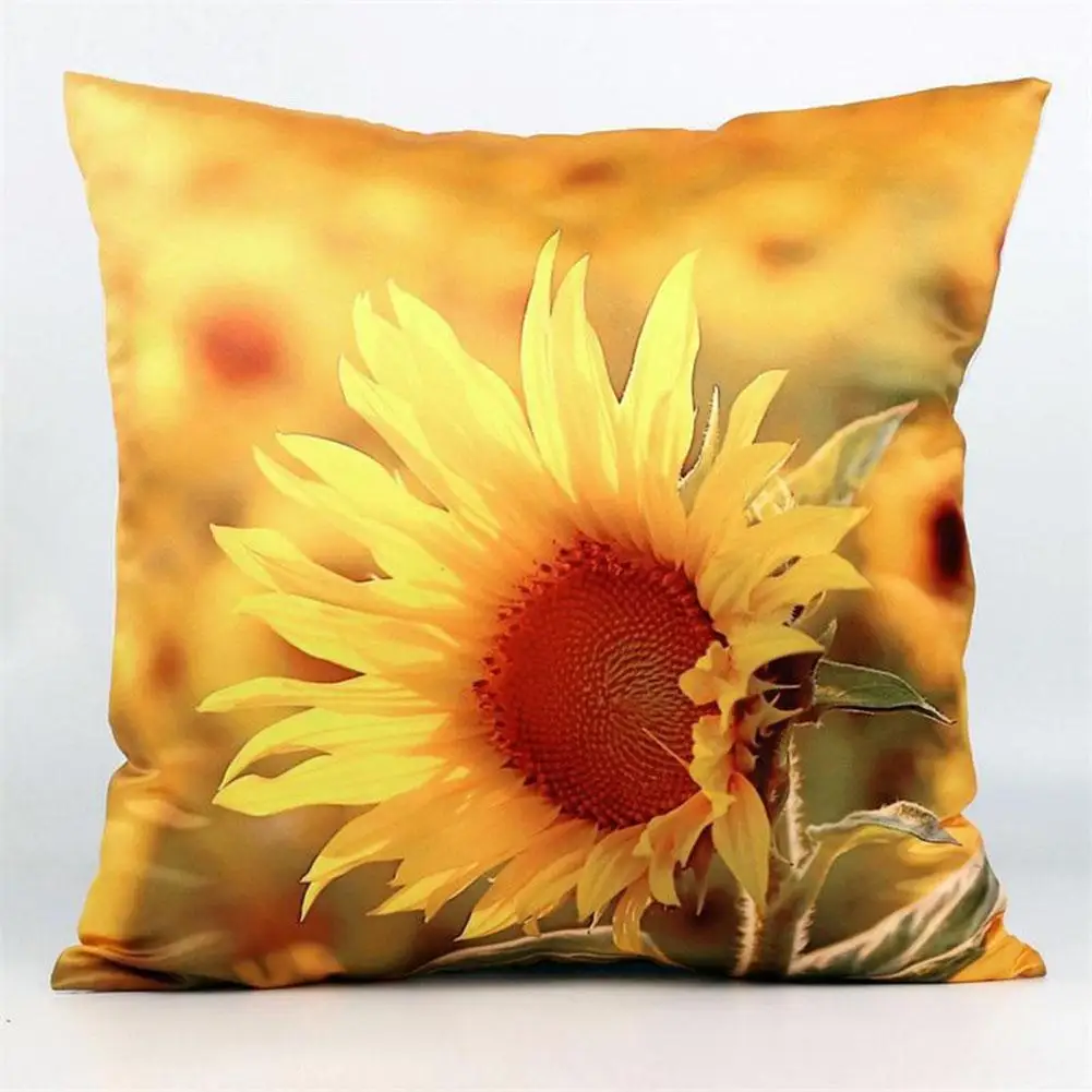 

Fashion 3D Sunflower Pattern Cotton Linen Throw Pillowcase Cover
