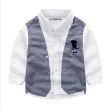 Два детских искусственных топа в английском стиле коллекция года хлопковая рубашка для мальчиков новые весенние рубашки с длинными рукавами для малышей 90–130 см