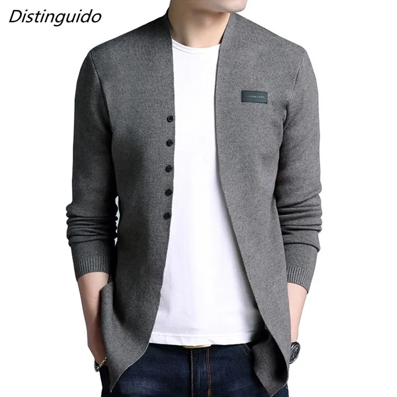 2018 Mens Solid Sweater Cardigan Hot Sell Middle Long