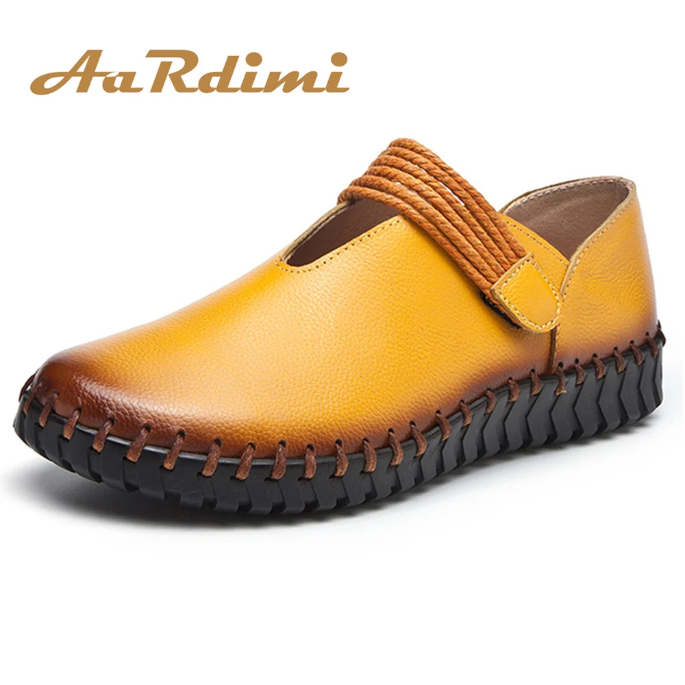 

AARDIMI Handmade Women Flats Shoes Genuine Leather Loafers Autumn Solid Slip On Flat Shoes Woman Casual Shoes