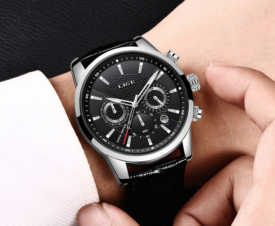 LIGE Neue Uhr mйnner Mode Sport Quartz Uhr Herren Uhren Marke Luxus Leder бизнес часы Uhr Relogio Masculino+ коробка