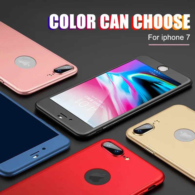 QSEHPO 360 Full Cover Phone Case For iPhone X 8 6 6s 7 PC Protective Cover For iPhone 7 8 Plus 6S 6 S Plus Case Cover With Glass QSEHPO 360 Full Cover Phone Case For iPhone X 8 6 6s 7 PC Protective Cover For iPhone 7 8 Plus 6S 6 S Plus Case Cover With Glass